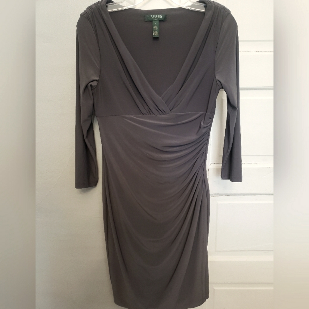 LAUREN Ralph Lauren shirred DRESS sz 4